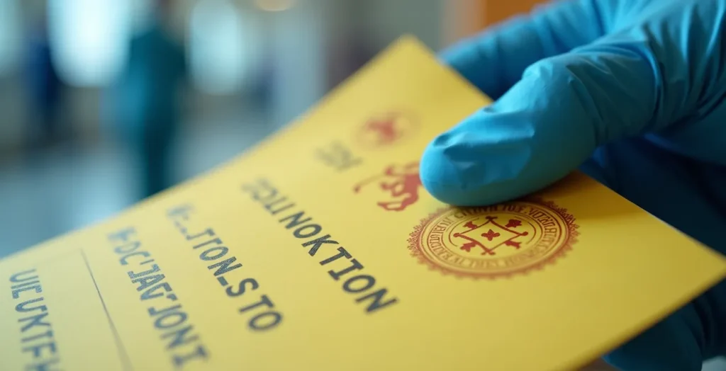 Documento oficial de certificado internacional de vacunación con sellos oficiales